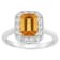 8x6mm Emerald Cut Citrine And White Topaz Accents Rhodium Over Sterling
Silver Halo Ring