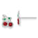Rhodium Over Sterling Silver Red and Green Crystal Cherries Post Earrings