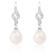 7-7½mm White Cultured Freshwater Pearl and Cubic Zirconia Rhodium Over
Sterling Silver Earrings