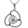 10-11mm Button White Cultured Freshwater Pearl and CZ Rhodium Over
Sterling Silver Pendant