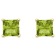 4mm Princess Cut Peridot 14k Yellow Gold Stud Earrings