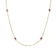 Ruby Color CZ Station Necklace In 14K Gold Over Brass