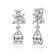 Pear Shape CZ Cluster Drop Earrings In White Gold Over Brass