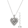 CZ Grid Heart Pendant Necklace In 14K Gold Over Sterling Silver