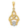 14K Yellow Gold with White Rhodium Diamond-Cut Claddagh Pendant