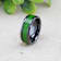 MATLAL Beveled Black Ceramic Ring with Emerald Green Carbon Fiber Inlay 8mm