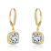 Square CZ Halo Drop Earrings In 14K Gold Over Sterling Silver