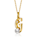 Initial G CZ And Pearl Simulant Pendant Necklace In 14K Gold Over Brass