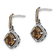 Sterling Silver with 14K Accent Antiqued Smoky Quartz Post Dangle Earrings