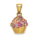 14k Yellow Gold 3D Colored Bead with Icing Cupcake Pendant