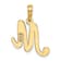 14k Yellow Gold Script Letter M Initial Pendant
