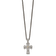 Sterling Silver Antiqued with 14K Accent Diamond Cross Necklace