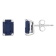 6x4mm Emerald Cut Sapphire 14k White Gold Stud Earrings