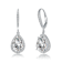 Pear Shape CZ Halo Drop Earrings In Sterling Silver