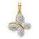 14K Two-tone Gold Diamond-Cut Fancy Butterfly Pendant