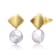 Pear Shape Pearl Square Drop Earrings In 14K Gold Over Sterling Silver