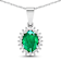 1.10ctw 14K White Gold Zambian Emerald and White Diamond Pendant with 18
inch Cable Chain
