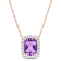 Amethyst & Diamond 14K Rose Gold Pendant With Chain 2.24ctw