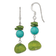 Sterling Silver Jadeite, Green Coral, Blue Dyed Howlite Dangle Earrings