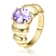 Amethyst Color CZ Oval Cocktail Ring In 14K Gold Over Brass