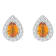 8x5mm Pear Shape Citrine And White Topaz Accent Rhodium Over Sterling
Silver Halo Stud Earrings