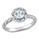 Aquamarine and Diamond 14K White Gold Halo Ring 0.84ctw
