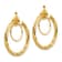 14k Yellow Gold 15/16" Twisted Non-pierced Hoop Earrings