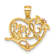 14K Tri-color Gold Polish Love Floral And Bird Heart Pendant