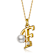 Initial F Pear Shape CZ And Pearl Pendant Necklace In 14K Gold Over Brass