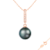 Black Cultured Tahitian Pearl and Diamond 14k Rose Gold Pendant 10-11mm