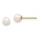 14K Yellow Gold 4-5mm White Round Freshwater Cultured Pearl Stud Post Earrings