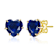 Sapphire Color CZ Heart-Shape Stud Earrings In 14K Gold Over Brass