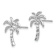 Rhodium Over 14k White Gold Textured Palm Tree Stud Earrings