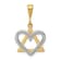 14k Yellow Gold and 14k White Gold Star of David with Heart Pendant