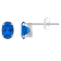 6x4mm Oval Lab Created Sapphire Rhodium Over 10k White Gold Stud Earrings