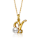 Initial Y Pear Shape CZ And Pearl Pendant Necklace In 14K Gold Over Brass