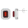 8x6mm Emerald Cut Garnet And White Topaz Accent Rhodium Over Sterling
Silver Double Halo Earrings