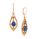 Blue Teardrop Dangle Earrings In Gold Tone