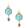 Barse Jewelry 15mm Blue Turquoise Gold Tone Flower Drop Earrings