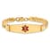 14k Yellow Gold Medical Soft Diamond Shape Red Enamel Curb Link ID Bracelet