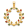 14k Yellow Gold Polished Epoxy Christmas Light Wreath Pendant