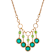 Yellow Base Metal Green Crystal Channel Set Bib Necklace 16 inch Adj.