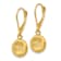 14k Yellow Gold Brushed Polished and Diamond-Cut Circle Dangle Earrings