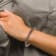 Stainless Steel Polished Brown Jade Bead Stretch Bracelet