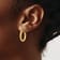14k Yellow Gold 13/16" Polished Satin and Diamond-Cut Hoop Earrings