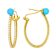 Pave White Zircon and Turquoise Hoop Earrings In 18K Gold Over Sterling
Silver 0.34ctw