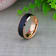 HAYDEN Rose Gold Plated Tungsten Polished Beveled Ring with Brushed
Black Center 8mm