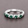 Green Emerald and White Topaz Sterling Silver 5 Stone Band Ring