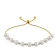 White Freshwater Pearl and Metal Bead 14K Yellow Gold Over Sterling
Silver Bolo Bracelet