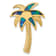 14k Yellow Gold Textured Lab Created Opal Palm Tree Slide